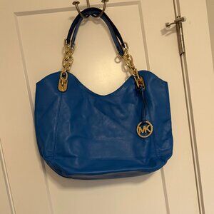 Michael Kors Electric Blue Leather Chain Shoulder Tote
